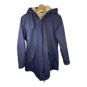 BDG Urban Outfitters Womens size Large Sherpa Lined Quilted Utility Coat Blue